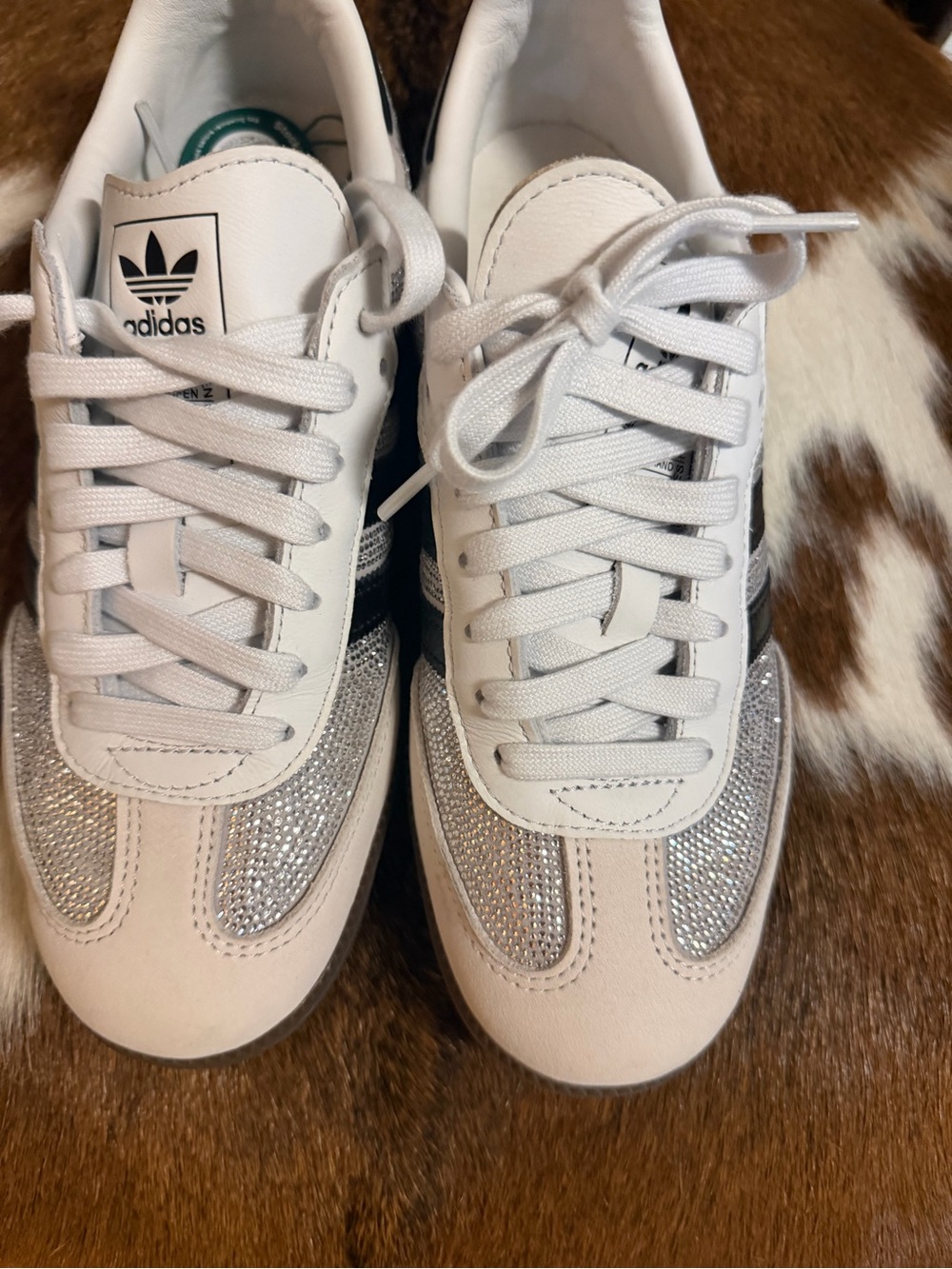 adidas Women’s White Sneakers with Silver Sparkle Panels
